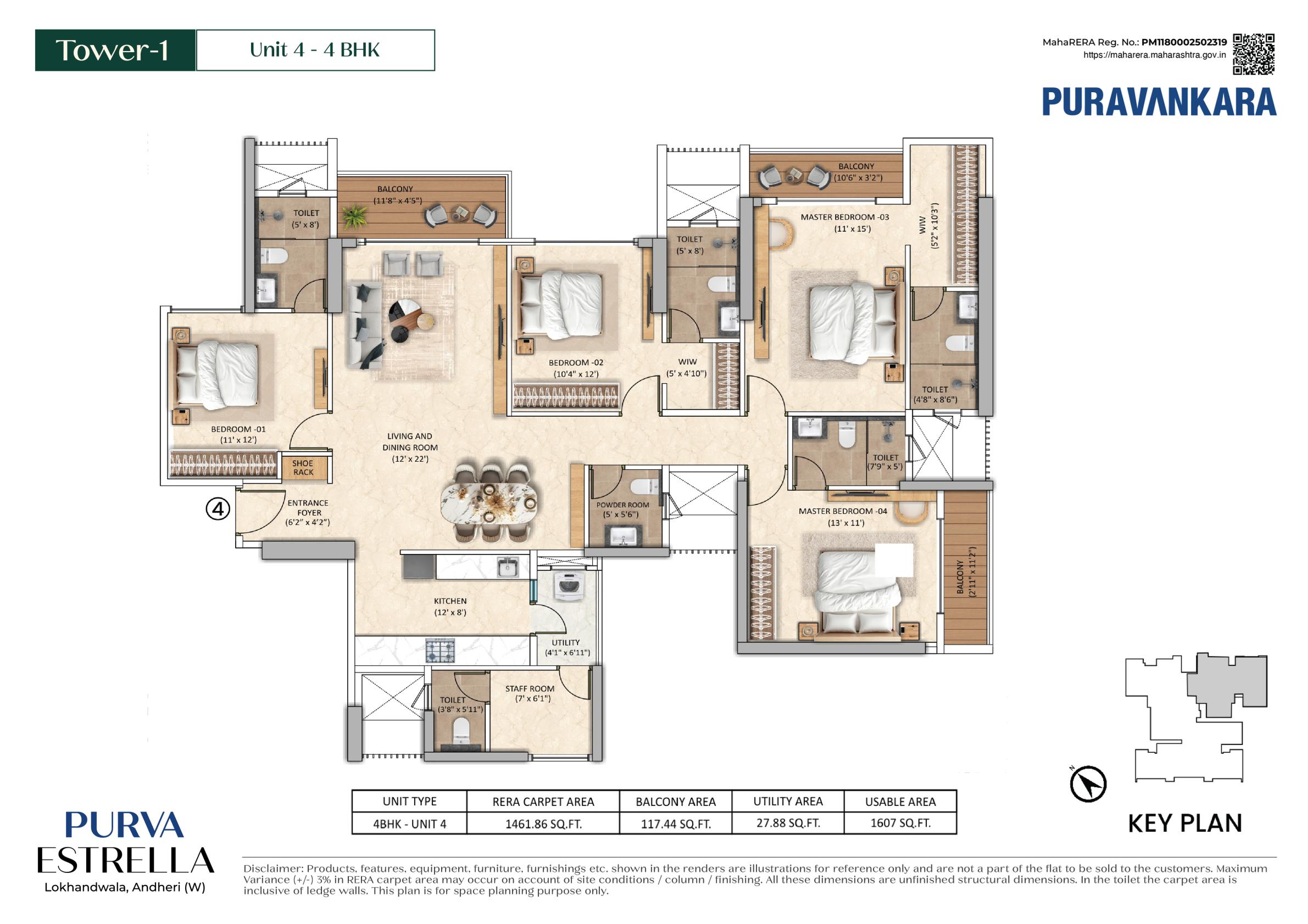4 BHK Floor Plan Variant 2